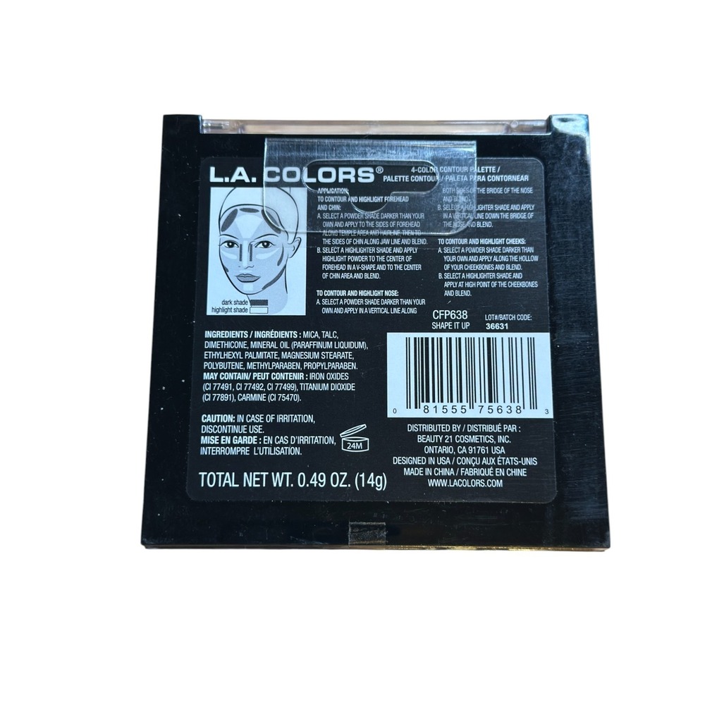 L.A. Colors Shape It Up Sculpt + Contour Palette 4 Colors Contourwear CFP638 - Picture 2 of 2
